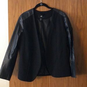 HM leather sleeve blazer